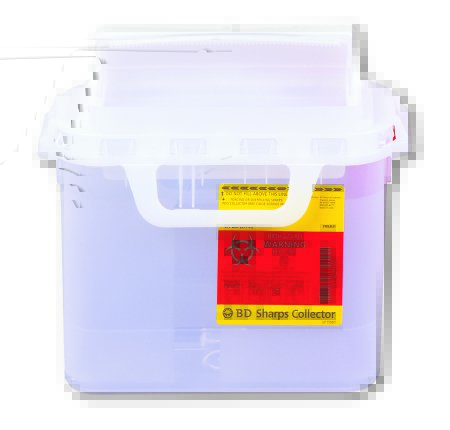 Sharps Container BD™ Gardian 11-7/10 H X 16-3/5 W X 4-1/2 D Inch 5.4 Quart Pearl Base / Pearl Lid Horizontal Entry Counter Balanced Cylinder Lid Nestable (1/EA 20/CS) by BD  ID 305444